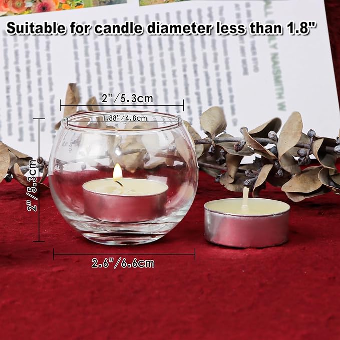 12pcs Clear Glass Tealight Candle Holder, Round Votive Candle Holders, Small Bowl Candle Holder Bulk for Wedding Table Centerpieces Home Decor