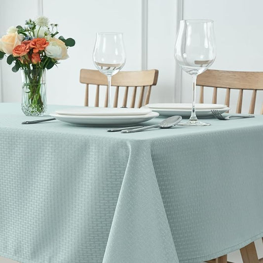maxmill Square Tablecloth Water Resistance Antiwrinkle Spill Proof Weaved Texture Table Cloth, Decorative Fabric Table Cover for Banquet Parties Event Holiday Dinner, 70 x 70 Inch, Dusty Blue