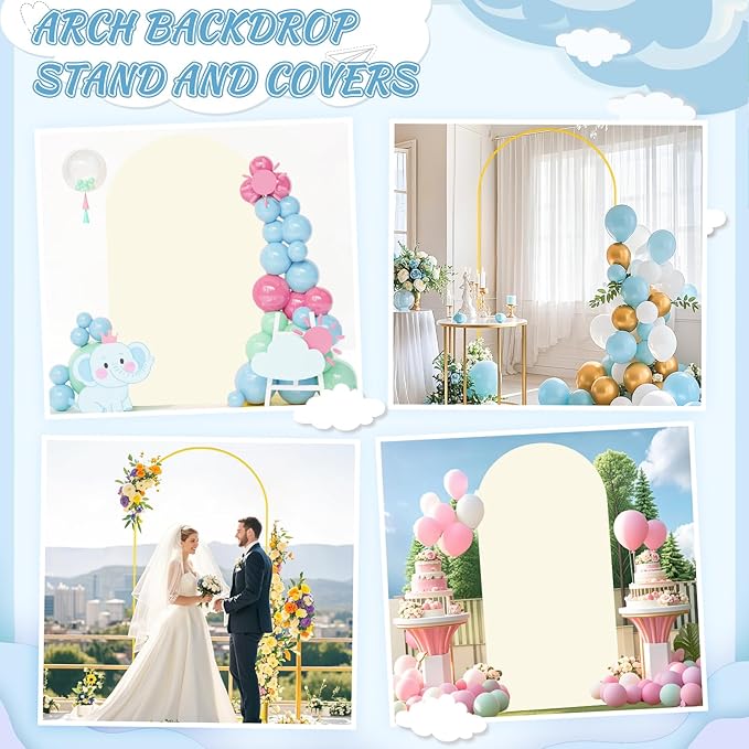 FOTSHARER Arch Backdrop Stand and Cover Set 7.2FT Metal Arched Backdrop Stand for Ivory Arch Covers Stretchy Backdrops Balloon Arch Kit Stands for Baby Shower Wedding Ceremony Graduation Decoration