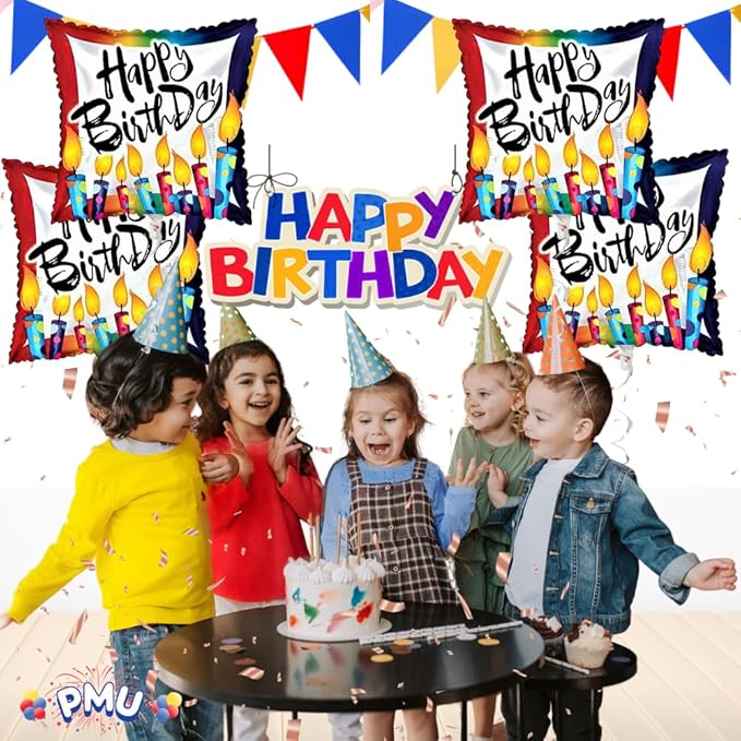 PMU Happy Birthday Polka Dot Candles 18 Inch Mylar-Foil Balloon Pkg/10