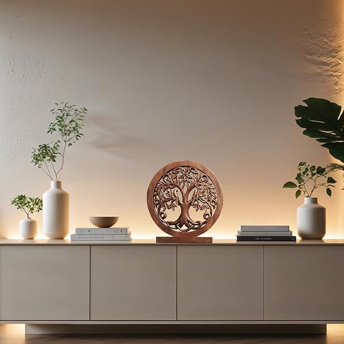 Decozen Solid Wood Tree of Life Sculpture - Christmas Decor, Home Decor, Living Room, Boho, Coffee Table, Centerpiece Table Decorations, Mantle, Dining Table Centerpiece, Bathroom Shelf, Farmhouse