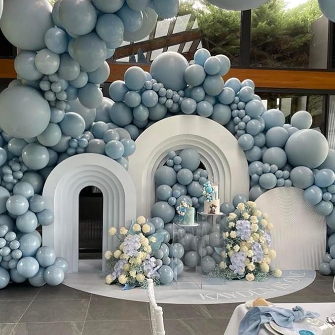 Blue Balloons 12 Inch, 50 Pcs Pale Aqua Blue Balloon Muted Dusty Blue Latex Balloons Matte Retro Powder Light Blue Helium Balloons for Birthday Boho Baby Shower Bachelorette Party Decorations