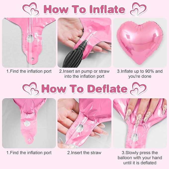 Pink Heart Balloons,12Pcs Light Pink Heart Shaped Foil Balloons,18Inch Pearl Pink Helium Polyester Film Balloon for Birthday Baby Shower Anniversary Wedding Party Decorations