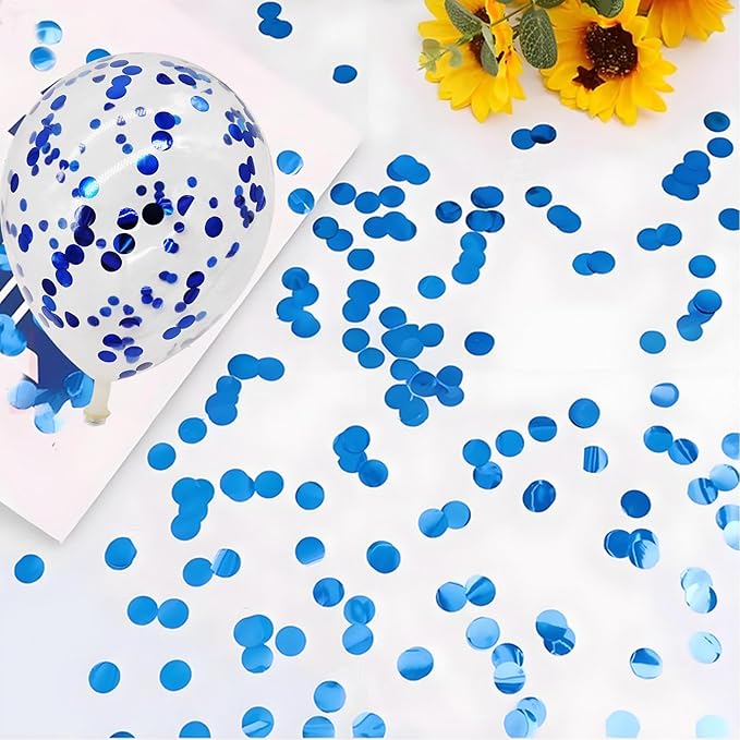 Blue Metallic Foil Confetti 8000 Pcs Shiny Round Table Confetti for Fill Balloon Wedding Graduation Party Decorations,60g of pack