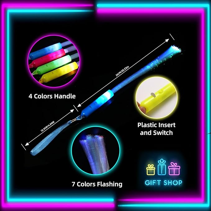 25 Pcs Glow Fiber Wand Sticks, Glow Sticks,Glow in the Dark Party Supplies,3 Models Flashing Sticks, Fiber Optic Wands Fit Christmas New Years Eve Wedding Birthday Easter valentine's day