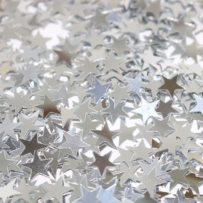 60g Star Confetti Glitter Star Table Confetti, Metallic Foil Star Glitter, Table Decorations for Party Wedding birthday graduation Decorations(Silver Set, 10mm and 6mm)