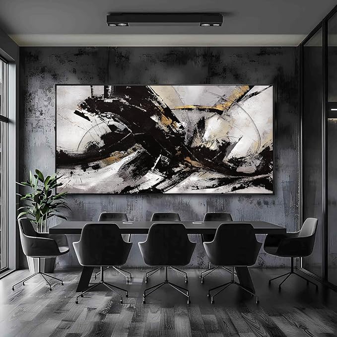 Abstract Wall Art for Living Room Large Canvas Wall Art Decor Graffiti Poster Pictures for Wall Black Wall Decor Framed Wall Decorations 29”x58”