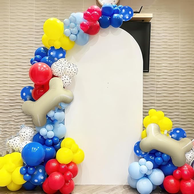Dog Balloons, Red Yellow Blue Paw Print Balloons with 18 Inch Bone Foil Balloon, Dog Paw Latex Animal Balloon for Boy Kids Birthday Cartoon Theme Puppy Party Decorations Backdrop Supplies
