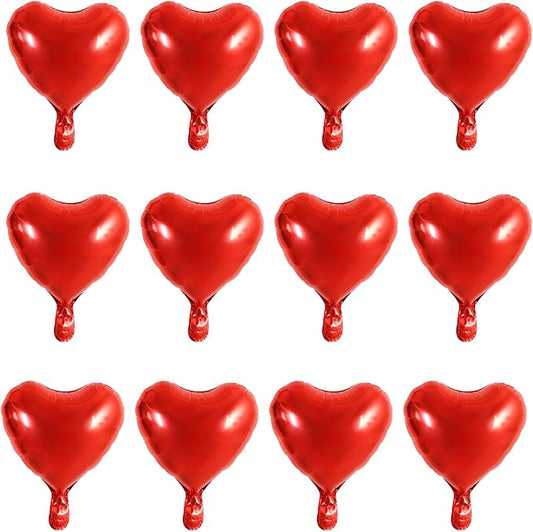 TONIFUL 30Pcs 10 Inch Red Heart Balloons Valentine’s Day Heart Shape Foil Mylar Balloons Decoration for Romantic Valentine's Day Wedding Bridal Shower Anniversary Engagement Party Supplies