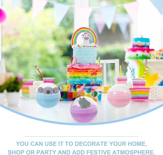 Toyvian 50pcs Gumball Vending Machine Capsules, 2 Inch Empty Round Plastic Containers, Clear-colored Toy Bulk Balls Supplies for Prize Easter Party Favor Surprise Stuffer Diy Craft(5 Colors)