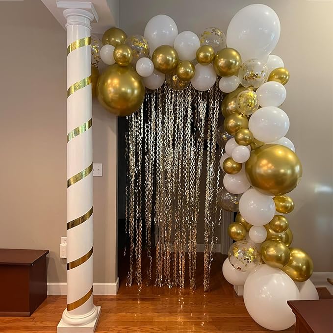 Balloons White and Gold, 60 Packs 12 Inch Metallic Gold Balloons Pearl White Latex Balloon Gold Confetti Balloon for Birthday Parties, Weddings, Anniversaries, Baby Shower Party Decorations