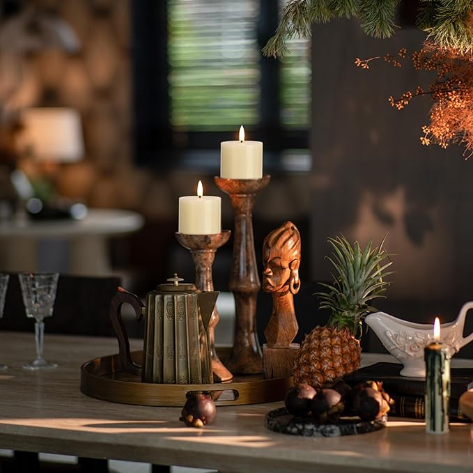 Ivory Flameless Candles Set of 3, 3x3 Real Wax Battery Operated Candles with Remote and Timer, LED Pillar Candles Elegant Flickering Light for Wedding Table Centerpiece, Valentine Home or Gift