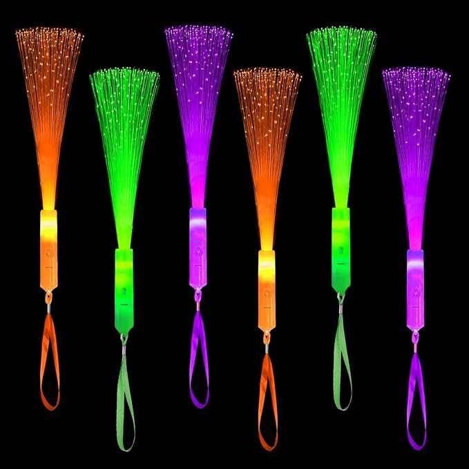 Halloween Glow Sticks Party Favors Supplies for Kids Bulk-24 Pack, Light UP Fiber Optic Wand Toys for Toddlers, Goodie Bag Basket Stuffers Fillers, Non Candy Trick or Treat Party Games Activities