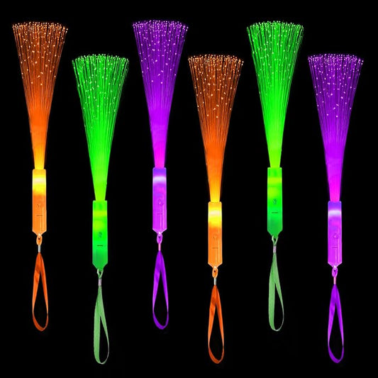 Halloween Glow Sticks Party Favors Supplies for Kids Bulk-24 Pack, Light UP Fiber Optic Wand Toys for Toddlers, Goodie Bag Basket Stuffers Fillers, Non Candy Trick or Treat Party Games Activities