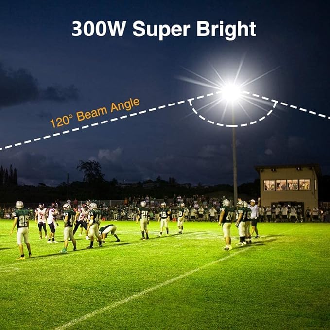 2 pack 300W LED Flood Light(2000W Equivalent),Super Bright 42,500LM 5000K Daylight IP66 Waterproof Security Outdoor LED Arena Lights Commercial Lighting Floodlight for Backyard|Court|Stadium|Yard