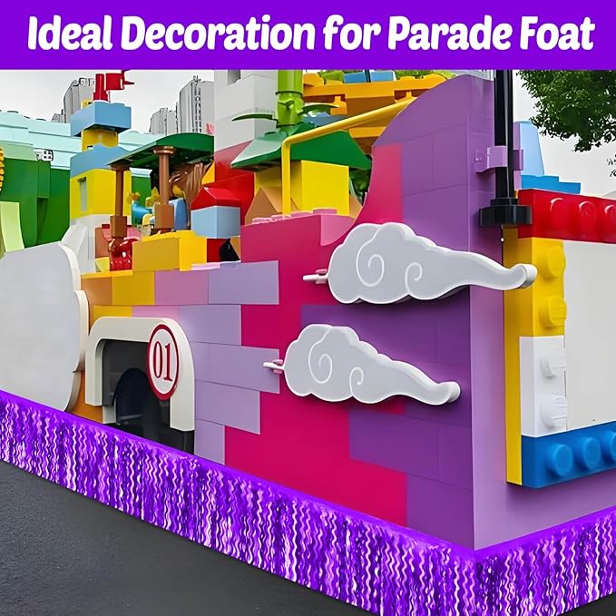 6 Pack 10 Feet Purple Wave Foil Fringe Garland Metallic Tinsel Streamers Banner Wall Hanging Curtain Backdrop for Parade Floats, Mother's Day, Easter, Wedding, Birthday Party Decoration