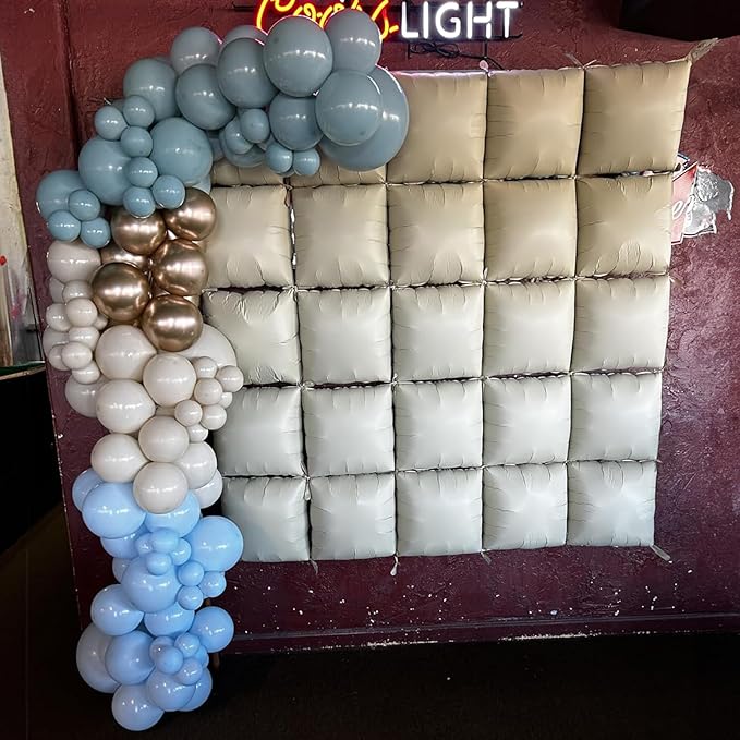 Cream Square Foil Balloon Wall, 25 PCS Double Sided Khaki Apricot Balloons Matte Beige Nude Balloon Backdrop for Baby Shower Decoration Wedding Boho Birthday Party Decoration