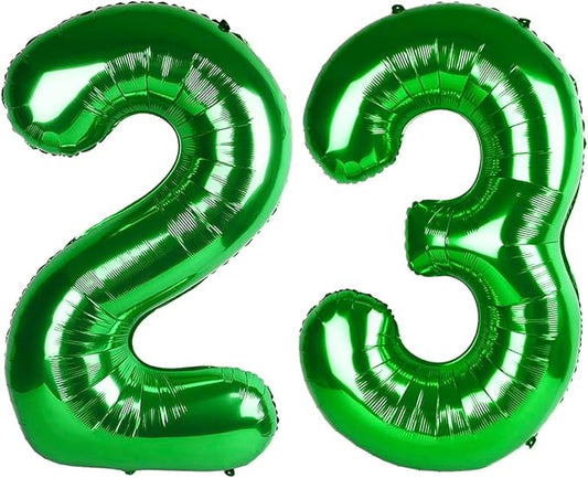 40 Inch Green 23 32 Large Number Balloon, 23 32 Green Birthday Party Decorations, Number Three Foil Balloons for Anniversary Party Graduations Celebration Supplies