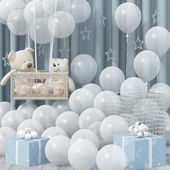 Pearl White Balloons, 12 Inch 30 Pcs Bright Royal Clear Latex Balloons for Arch Helium Birthday Wedding Baby Shower Anniversary Party Decorations