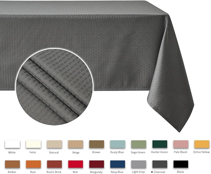 maxmill Rectangle Tablecloth Weaved Pattern Waterproof Spillproof Wrinkle Free Table Cloth, Kitchen Dining Tabletop Decoration, Fabric Table Cover for Holiday Parties, 52 x 70 Inch, Charcoal Gray