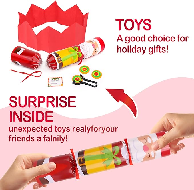 10 Pack Christmas Party Table Favors for Kids Adults, Xmas Party Favors Holiday Dinner Table Gifts with Hats Jokes Surprise Toys, Christmas Party Supplies Table Decorations for Family Office Classroom