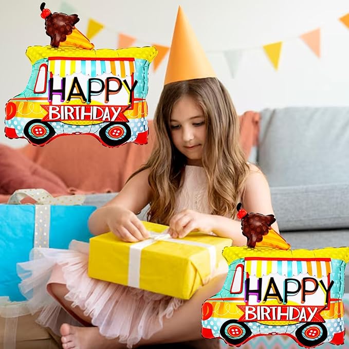 2 Pcs Ice Cream Car Foil Balloons Ice Cream Car Party Balloon Baby Shower Children's Birthday Party Decorations