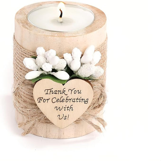 10 Piece Set of Wooden Tealight Candle Holders, Wedding Candle Favors, Baby Shower Favors, Return Favors, Bridal Shower Favors for Guests.(Light brown)