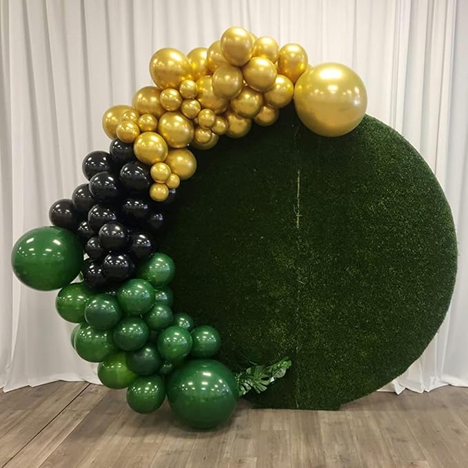 Black Gold Green Balloons 60 Pcs Dark Green White Black Metallic Gold Balloons 12 Inch Football Soccer Video Game Christmas Balloon for Boy Men Jungle Graduation Baby Shower Birthday Party Decorations