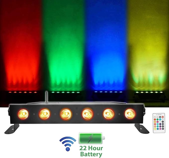 Rockville Best Strip 60 Rechargeable LED Wash Light Bar, Wireless DMX, RGBWA+UV, 8800mAh Battery, 6500 Lux, IRC Remote, for DJs, Stage, and Event Lighting