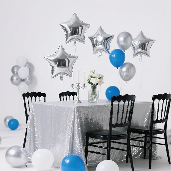 Silver Star Balloons Christmas Gifts Graduation Foil Balloons Mylar Balloon For Helium Metallic 12pcs 18 Inch Silver Birthday Decorations Room Decor Party Decorations Baby Shower Anniversary Wedding