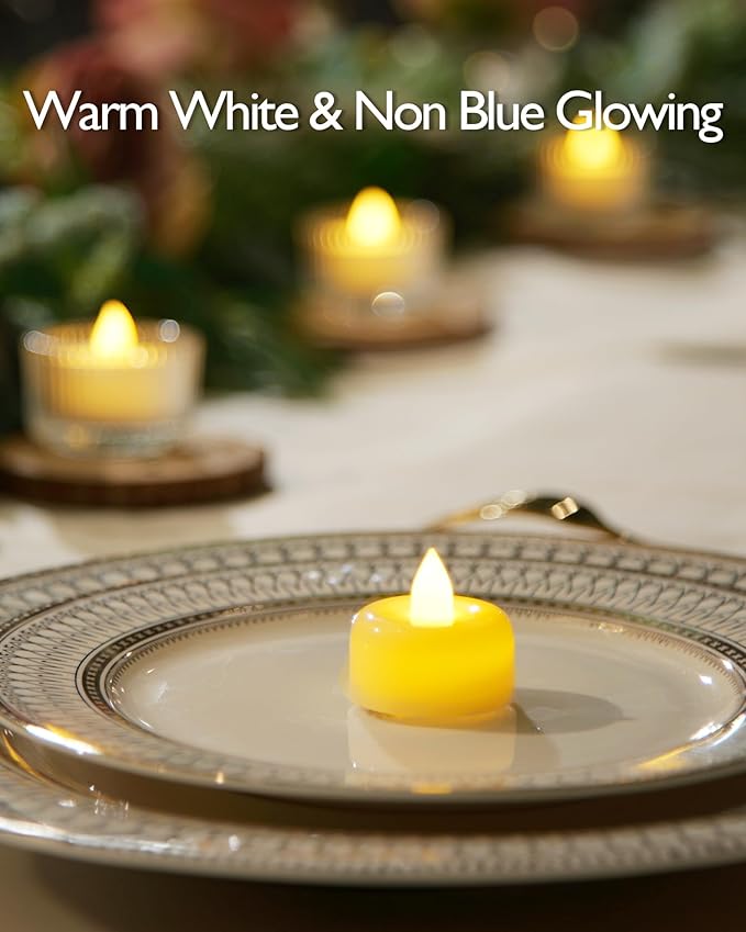 Raycare 24Pack Flameless Candles, Battery Operated LED Tea Lights, Long Lasting Fake Candles, Electric Candles for Wedding, Holiday Party, Centerpieces, Home Decor, Halloween, Christmas