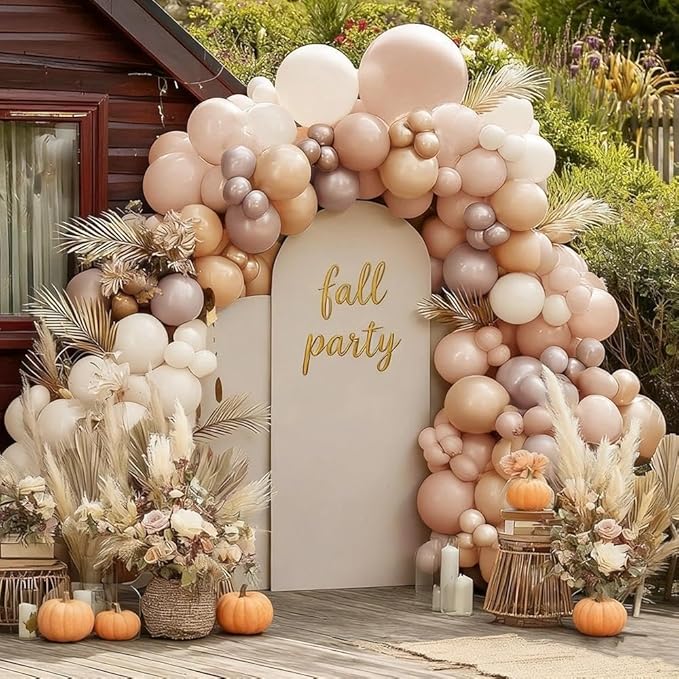 Blush Pink Balloon Garland, Double Stuffed Light Pink White Champagne Pearl Balloons Dusty Rose Nude Beige Neutral Balloon Arch Kit for Baby Shower Birthday Bridal Shower Wedding Party Decorations