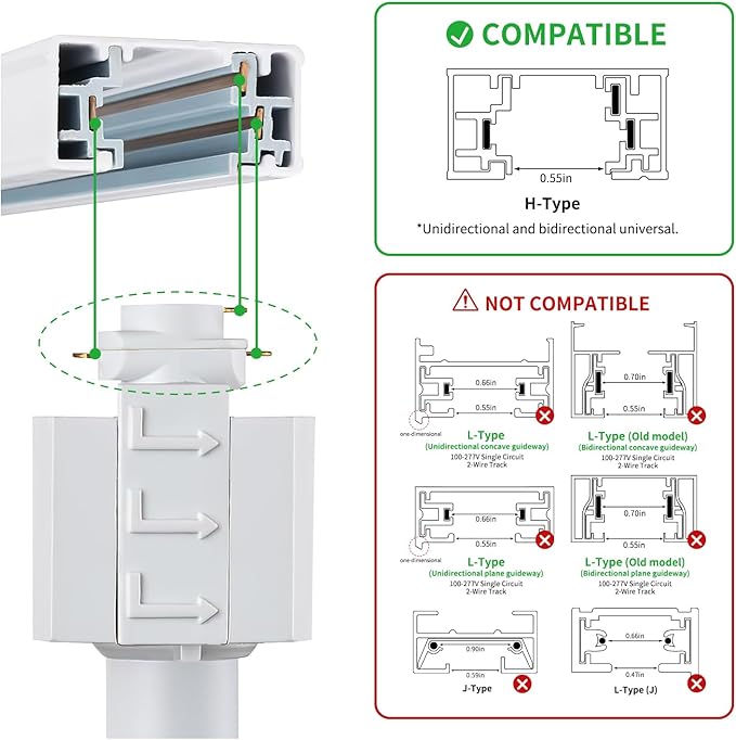 10W LED White Track Lighting Heads, H Type Track Lighting Rail Ceiling Spotlight for Accent Task Wall Art Exhibition Lighting, and Wall Art Display Illumination 3000K-5700K, CRI90+ (6-Pack