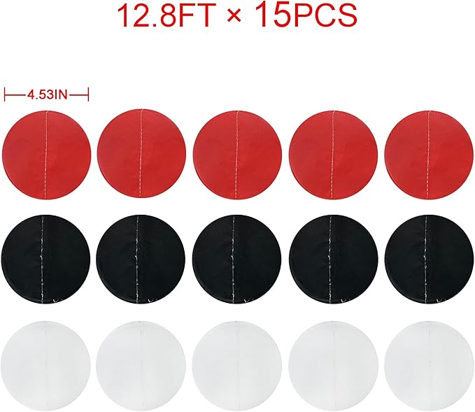 192Ft Red Black White Party Decorations Big Circle Dots Backdrop Streamer Garland for Graduation Birthday Bachelorette Engagement Baby Shower Wedding Las Vegas Casino Poker Pirate Party Supplies