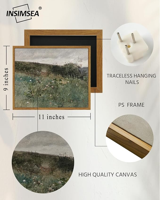 InSimSea Framed Canvas Wall Art Vintage Decor, Rustic Wall Art Room Decor, Classical Paintings for Wall Decorations, Retro Prints for Home Kitchen Farmhouse Bathroom Decor, 9"x11"