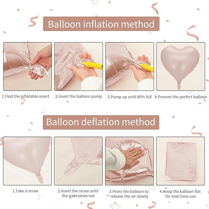 Baby Pink Heart Balloon, 10PCS Pink Foil Heart Balloons, 18inch Pastel Pink Heart Shape Balloons Helium Birthday Party Decorations for Girls Brithday Party, Baby Shower, Valentines Day, Princess Party