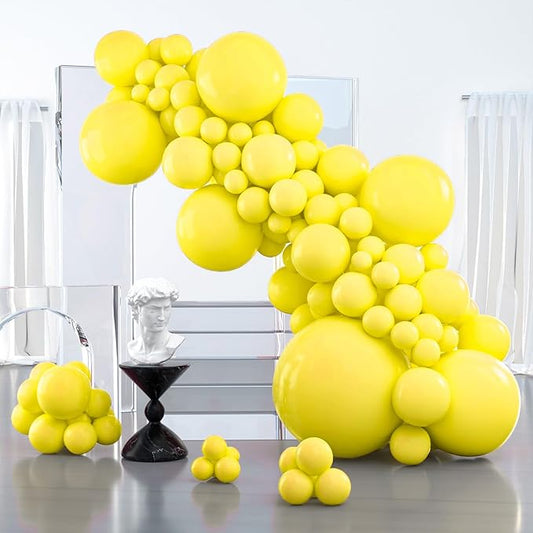 PartyWoo Yellow Balloons 100 pcs Different Sizes of 36 18 12 10 5 Inch Matte Light Yellow Latex Balloon Arch Kit Garland for Easter Bee Baby Shower Sunflower Birthday Graduation Decorations Yellow-Y55