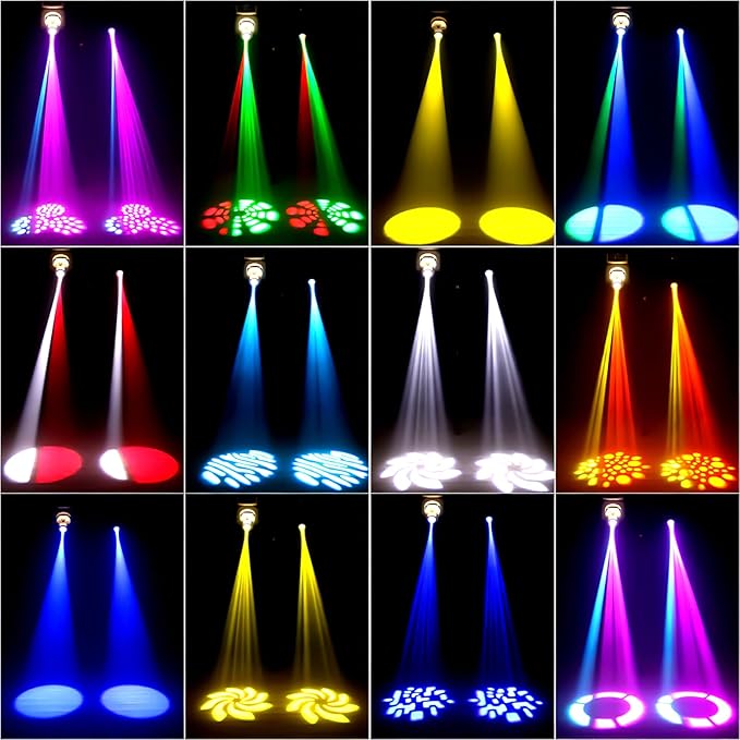 Big Dipper 35W & 8x3W LED Moving Head Lights Set– 4 Pack Stage Lighting DMX 512 Sound Activated Lights with RGBW Effects, 8 Gobos, Magic Beams for Weddings, DJ Parties