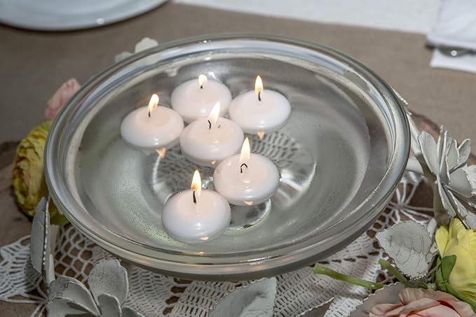 D'light Online Medium Floating Candles 2 3/8 Inch Bulk Pack for Events Floating Candles for Weddings, Spa, Home Decor, Special Occasions and Holiday Decor (Set of 96, White)