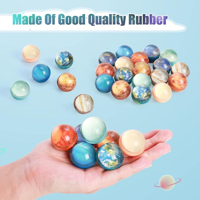 Ayfjovs 24PCS, 32mm Solar System Planets Bouncing Balls for Kids, Rubber Bounce Balls Christmas Bag Filling, Classroom Prizes, Space Party Toys