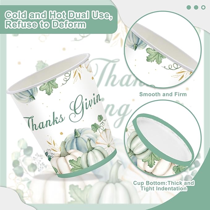 123PCS Autumn Thanksgiving Party Supplies for Fall Pumpkin Themeds Party Decorations Harvest Tableware Set for Kids Childs Leaves Dessert Plates Napkins Cups with Tablecloth and Banner for 20 Guests