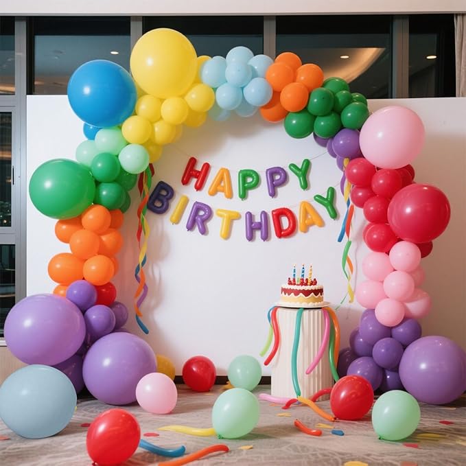 Assorted Rainbow Balloons 10 Pack 36 inch Round Bright Latex Balloons Assorted Colors for Birthday Baby Shower Wedding Party Birthday Decorations Supplies Arch Garland