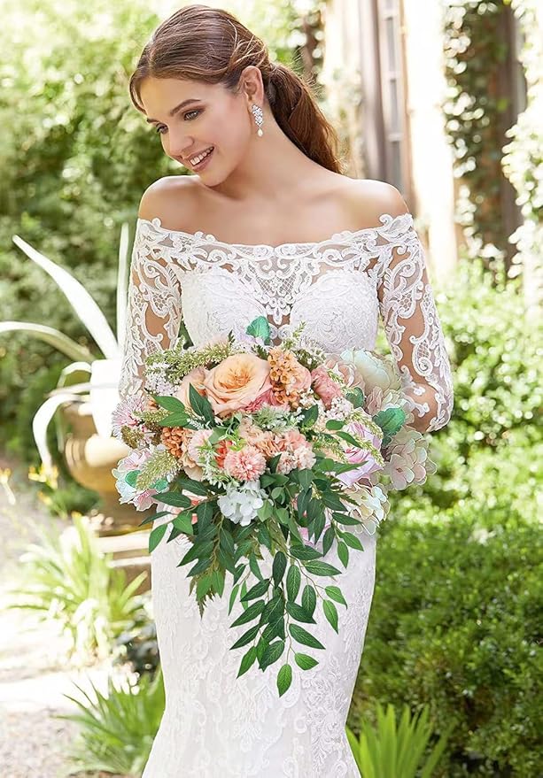 8Pcs Italian Ruscus Greenery Stems 26" Artificial Silk Greenery Leaves for DIY Wedding Arch Bouquet Filler Table Centerpieces Home Indoor Decor