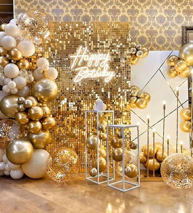 Metallic Gold Balloons 50 pcs 12 Inch Chrome Gold Latex Balloons for Wedding Bridal Engagement Baby Shower Gender Reveal Easter Anniversary Birthday Christmas Party Decorations