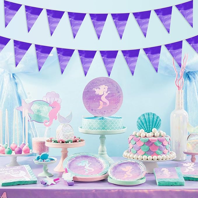 65FT Purple Glitter Triangle Pennant Banner Flag Metallic Bunting Fabric Garland for Christmas Graduation Wedding Engagement Anniversary Bachelorette Bridal Shower lavenderValentine's Party Supplies