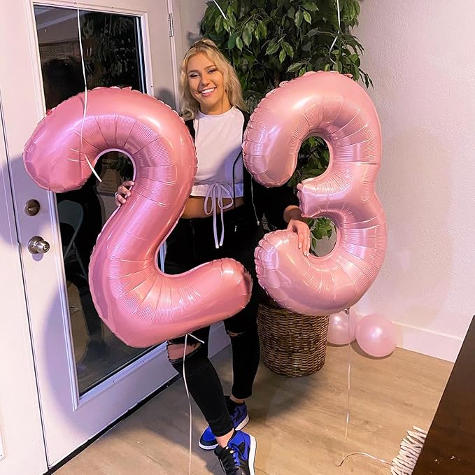 Pearlescent Pink Number 4 Balloon 40 Inch, 4th Birthday Party Decorations for Children, Giant 4 Foil Balloon for Party Supplies