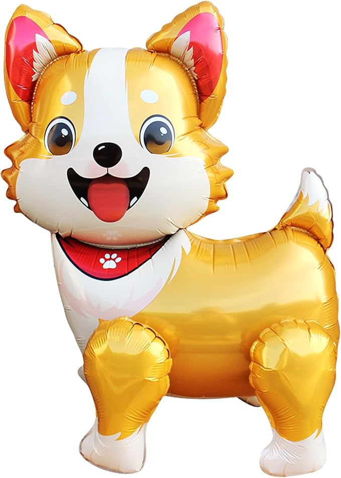 3D Pet Dog Foil Balloons,Puppy Dogs Corgi Standing Animal Party Supplies,Kids Baby Shower Animal Theme Birthday Party Decorations Gifts