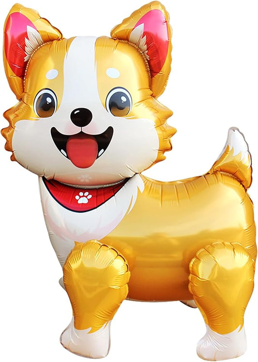 3D Pet Dog Foil Balloons,Puppy Dogs Corgi Standing Animal Party Supplies,Kids Baby Shower Animal Theme Birthday Party Decorations Gifts