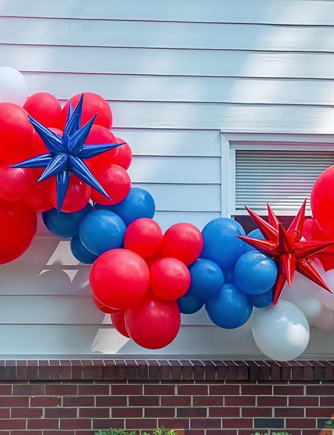 Blue Star Balloons - 8 Pcs Blue Foil Balloons One-Piece 14-Pointed Spike Balloon 22 Inch Large Explosion Star Balloons for Birthday Wedding Gender Reveal Party Decorations