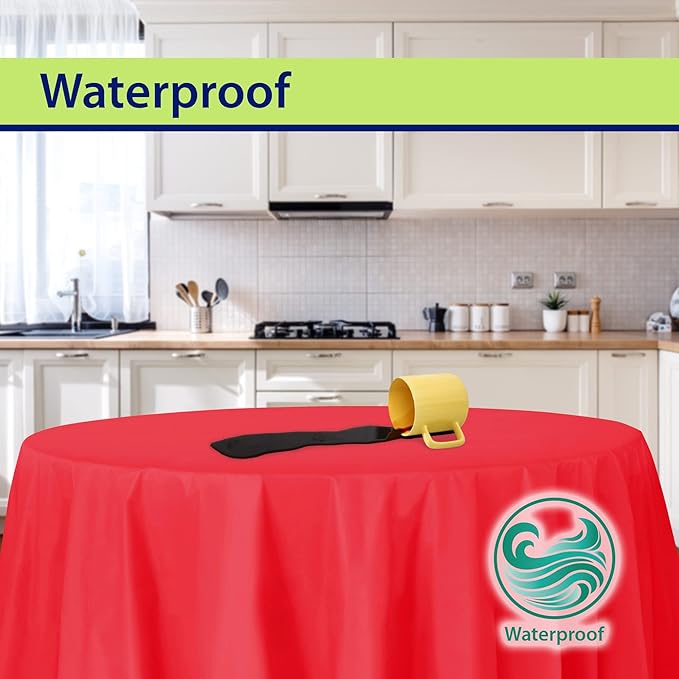 Party Dimensions Red Disposable Plastic Tablecloth for Round Tables (12 Pack) 84 inches Table Cloths for Parties, Events & Weddings, Indoors & Outdoors, Plastic Table Cover